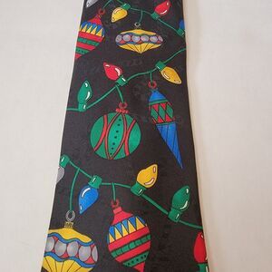 Special Ties By Hallmark MMG Christmas Tie String Lights & Ornaments Black